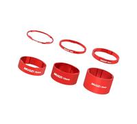 PETSOLA 6 Piezas Separadores para Bicicleta Espaciadores de Cápsula Anillos de Manillar Arandelas para Horquilla Repuesto Elaborados en Aluminio Ligero Y Sóli, Rojo