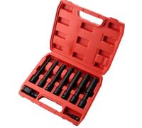 PETSOLA 9 Piezas Juego Vasos Impacto Profundo Vasos Impacto Pared lgada Fosfatado Negro Herramientas para Mecánicos