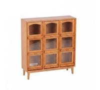 PETSOLA Armario Miniatura 9 Compartimentos Estilo Estética Japonesa Minimalista Gabinete Mini 9 Compartimentos Detalles Realistas Mueble Pequeño, Madera Clara