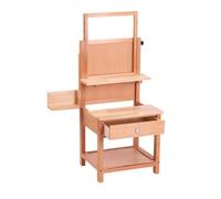 PETSOLA Asiento de Arte Ajustable Caballete Taburete Banco Soporte Compacto con Superficie Plana y Marco Trasero en Madera de Regulable 90 a 126 Cm Adecuado, style to 2