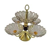 PETSOLA Bandeja de Aperitivos con Forma de Flor, Platos para Servir, Frutero, Plato Organizador de para Mesa, Oficina, Cocina, Boda, Oro, 5 Bandejas con Aro