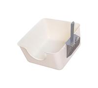 PETSOLA Bandeja de Arena para Gatos con Lados Altos Caja Sanitaria Abierta para Mascotas Resistente Recipiente de Arena con Asas para Fácil M, Blanco