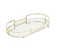PETSOLA Bandeja Espejo Joyero Organizador Caja de Almacenamiento para Joyas Y Perfumes Bandeja Redonda Decorativa en Metal Resistente Adecuada para Baño Dormi, Talla a