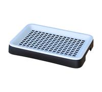 PETSOLA Bandeja Higiénica para Conejos Portátil con Caja de Arena Desmontable Rejilla Extraíble Doble Protección Adecuada para Uso Dom, Blanco Negro