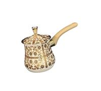PETSOLA Cafetera Turca Acero Inoxidable con Mango de Madera Ergonómico Y Antiderrame Perfecta para Hervir Café Calentar Leche Fundir Y Ch, Patrón Marrón, 550 Ml
