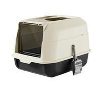 PETSOLA Caja de Arena para Gatos con Tapa Bandeja Sanitaria Cerrada Arenero Cubierto Baño para Gato con Cortina de Entrada Y Salida, Negro