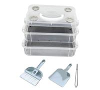 PETSOLA Caja de Cría de Gusanos Recipiente Transparente para Cría de Gusanos Caja Apilable de Ventilación Múltiple Caja con Malla para Residuo, Red Gruesa, Individual