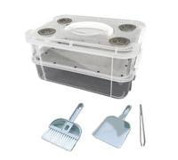 PETSOLA Caja de Cría de Gusanos Recipiente Transparente para Cría de Gusanos Caja Apilable de Ventilación Múltiple Caja con Malla para Residuo, Red Fina, Individual