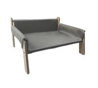 PETSOLA Cama para Gatos Hamaca Elevada Rascador Cama Madera Cubierta Desmontable Función Relajante Adecuado para Interiores de Hogares Y Habitaciones