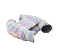 PETSOLA Cama Pasaje Acolchada Rayas Multicolor Refugio Felpa Acolchado Artículo para Gatos, Túnel para Gatos con Diseño De Telescopio Y Rayas Arcoíris