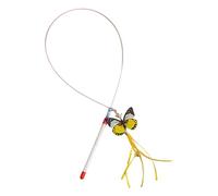 PETSOLA Cat Teaser Varita de Gato para Juego Manual Interactivo con Campana Mango de PVC Suave Mariposa Colorida Y Alambre de Acero Adecuada para Interacción, Mariposa Amarilla