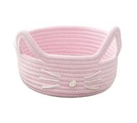 PETSOLA Cesta de Almacenamiento Caja Organizadora Cesta de Cuerda Algodón Cesta Cosmética Diseño Gato Decorativo Apto para Escritorio Regalos Y Decoración Del , Rosa