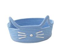 PETSOLA Cesta de Almacenamiento Caja Organizadora Cesta de Cuerda Algodón Cesta Cosmética Diseño Gato Decorativo Apto para Escritorio Regalos Y Decoración Del , Azul