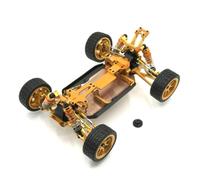 PETSOLA Chasis de Coche RC Metálico 1 14 Kit de Bastidor con Caja de Engranajes y Rodamientos Amortiguadores y Huesos de Perro Compatible con 144010 144001, Dorado