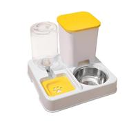PETSOLA Comedero Automático para Mascotas con Doble Función de Agua Y Alimento Capacidad Generosa Plato Desmontable Y Fácil de Llenar Adecuado para Gatos Y PE, Amarillo Blanco, Individual