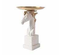 PETSOLA Comedero con Bandeja Esculpido Estatua Cabeza Caballo Decorativo Decoración para Entusiastas del Jardín, Patio, Terraza, Style 1