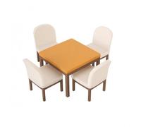 PETSOLA Conjunto de Comedor en Miniatura Mesa Cuadrada Sillas Juego Mobiliario Casa de Muñecas Material PLA Estructura Limpia Patas Color Chocolate Curvas, Estilo Chino