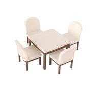 PETSOLA Conjunto de Comedor en Miniatura Mesa Cuadrada Sillas Juego Mobiliario Casa de Muñecas Material PLA Estructura Limpia Patas Color Chocolate Curvas, Estilo Moderno