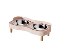 PETSOLA Cuenco para Gato Juego de Tazón Elevado Acero Inoxidable Antideslizante Plato para Comida Agua Adecuado para Gatos Y Perros Pequeños en, Rosa, Individual