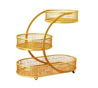PETSOLA de Hierro con Varios Niveles para Almacenar Verduras, Organizador para Encimera, Mesa de Comedor O para Aperitivos, Oro, tal como se describe