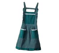 PETSOLA Delantal de Cocina Mujer para Hornear con Diseño Moderno Y Dos Bolsillos Fabricado en Lona Transpirable Y Resistente Adecuado para Cocinar Jardinería, verde oscuro, tal como se describe