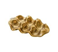 PETSOLA Egg Holder Bandeja de Almacenamiento de Huevos Contenedor Organizador Cerámico con Fondo Estable Fácil Limpieza Y Ahorro de Espacio Adecuado para, Oro, Individual