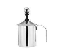 PETSOLA Espumador de Leche Manual Acero Inoxidable Jarra Espumadora Pitcher con Doble Filtro Bomba de Mano con Tapa 400ml Acabado Pulido Adecuado para Cafeter