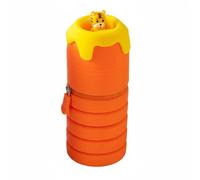 PETSOLA Estuche de Silicona Retráctil para Lápices Cartuchera Plegable Organizador Porta Bolígrafo de Escritorio Material Suave Amplio Espacio para Útiles, Naranja