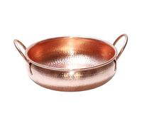 PETSOLA Hot Pot Cobre Martillado con Mango Doble Cuenco Cocina Artesanal para Servir en Mesa Cocinar Sopa Adecuado para Reuniones Familiares Celebraciones, 28CM, tal como se describe