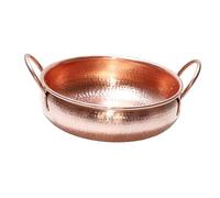 PETSOLA Hot Pot Cobre Martillado con Mango Doble Cuenco Cocina Artesanal para Servir en Mesa Cocinar Sopa Adecuado para Reuniones Familiares Celebraciones, 36CM, tal como se describe