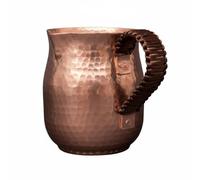 PETSOLA Jarra de Cobre Buena Retención Del Temperatura Recipiente de Agua con Tapa Textura Martillada, Cobre, Cobre, 450 Ml