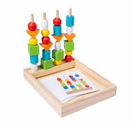 PETSOLA Juego de Asociación de Figuras y Tonalidades Desarrollo del Pensamiento Lógico Juguete Ensartar Piezas Madera Educativo para Guardería