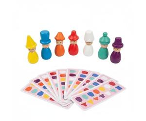 PETSOLA Juego de Muñecos de Madera con Sombreros Educación Temprana Juguete Emparejar Colores y Formas Entrenamiento del Pensamiento Lógico para Guardería