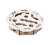 PETSOLA Juguete Interactivo para Gato Caja Rompecabezas Laberinto con Bolas Actividad Física Estimulación Cognitiva Estructura de Fieltro Resistente Adecuado, CafÉ, Flor