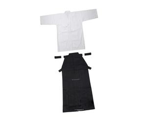 PETSOLA Kendo Set Vestimenta Japonesa Tradicional Uniforme Samurái Kimono Aikido Traje Kung Fu Confeccionado en Poliéster Adecuado para Clases D, en y Negro, 160cm
