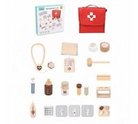 PETSOLA Kit Médico Madera Imaginativo Juego Accesorios Médicos Maletín Médico Rojo para Niños, Consultorio