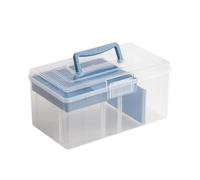 PETSOLA Mahjong Organizador Transparente con Divisores Asa Cómoda Y Cierre Seguro Hecho en PP Adecuado para Fichas Y Accesorios Variados Oficina Y , Azul, Individual