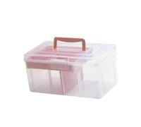 PETSOLA Mahjong Organizador Transparente con Divisores Asa Cómoda Y Cierre Seguro Hecho en PP Adecuado para Fichas Y Accesorios Variados Oficina Y , Rosa, Individual