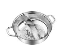 PETSOLA Olla Hot Pot Dividida Separador Shabu Shabu Hervidor Acero Inoxidable Conducción Eficiente Del Adecuada para Fiestas en Casa Restaur, 32cm