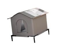 PETSOLA Outdoor Cat House Cueva Aislada Impermeable para Gatos Caseta Elevada con Base Resistente Casa Portátil con Almohadilla Cálida para Gato O Cachorro Re, L