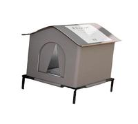 PETSOLA Outdoor Cat House Cueva Aislada Impermeable para Gatos Caseta Elevada con Base Resistente Casa Portátil con Almohadilla Cálida para Gato O Cachorro Re, M