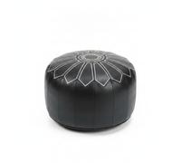 PETSOLA Paneles Verticales Aspecto Cuero Muebles Blandos Puf Bordado Mueble Bajo, Negro, Estilo Bordado Mejorado