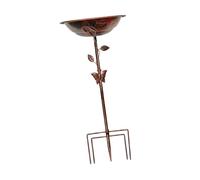 PETSOLA para Pájaros en Hierro con Acabado Rústico Cuenco de Baño Decorativo para Aves Accesorio de Jardín Y Patio Adecuado para Exteriores, Mariposa de Bronce Roja