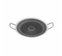 PETSOLA Parrilla de Exterior Sartén Plana Diseño de Dos Material Resistente con Superficie Fácil de Limpiar Adecuada para Cocinas Modernas y Camping, 34CM, All Steel