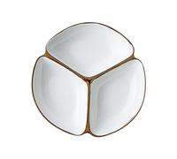 PETSOLA Plato Dividido, Plato de Cerámica de 22,9 Cm de Diámetro, Plato con Compartimentos, Plato de Cena de para Una Alimentación Equilibrada, blanco, Individual