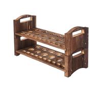 PETSOLA Porta Huevos de Madera Bandeja Apilable para Huevos Estante con Asa Organizador Diseño Ranurado Adecuado para Cocina Refrigerador Despensa Restaurante, Doble Capa, Individual