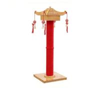 PETSOLA Poste con Base Ancha Resistente con Cuerda Estable Torre Rascadora para s, Mascotas, Poste Rascador De Columna Única Estilo Palacio, Rojo Chino, con Barniz