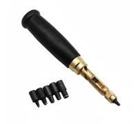 PETSOLA Punzón Giratorio de Cuero Multicabezal Punzón Giratorio Ergonómico Perforadora Giratoria, Mango De Madera Negra