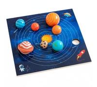 PETSOLA Puzzle del Conjunto de Planetas Aprendizaje Divertido Tablero de Planetas de Madera Estilo Educación Autodirigida Juguete de Ciencia Astronómico, Nuevo Tablero Cognitivo