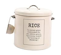 PETSOLA Recipiente de Arroz con Organizador Caja Metálica Redonda de Hierro con Tapa Y Cuchara Recipiente Resistente a Golpes Y Mascotas Almacenamie, Estilo b, Individual